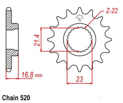 XJ600S Sprocket Front (16T) Std